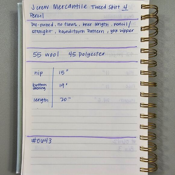 J Crew Mercantile Tweed Tan Skirt Size 4 Straight Pencil Houndstooth - Picture 9 of 10